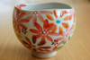 Kutani Japanese Ippuku Tea Bowl Cup Yunomi Chawan Flower party Red paint Japan