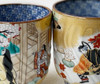 Yunomi Kyo Kiyomizu yaki Japanese tea cup set The tale of Genge handpaint Japan