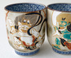 Yunomi Kyo Kiyomizu yaki Japanese tea cup set Fujin Raijin Sotatsu japan