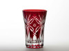 Edo Kiriko Tumbler Japanese glass Cup Blue Shippo Leaf pattern Red Japan