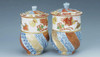 Yunomi Kyo Kiyomizu yaki Japanese pottery tea cup set Fuki Shunju Gold Japan