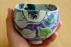Kutani Japanese Ippuku Tea Bowl Cup Yunomi Chawan Kozome Camellia violet Japan