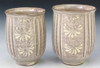 Yunomi Kyo Kiyomizu yaki pottery Japanese tea cup set Mishima Hakudei Sepia