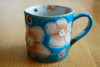 Kutani yaki Mug Tea Coffee Soup Cup Handpaint Turkey Blue Flower Urara Japan