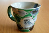 Kutani yaki Mug Tea Coffee Soup Cup Handpaint camellia Green Made in Japan