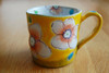 Kutani yaki Mug Tea Coffee Soup Cup Handpaint Yellow Flower Urara Japan