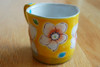 Kutani yaki Mug Tea Coffee Soup Cup Handpaint Yellow Flower Urara Japan