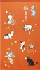 Noren Tapestry door curtain Lucky Cat Maneki neko Seven Lucky Gods Japan Orenge