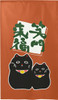 Manek neko Noren Tapestry Japanese door curtain Brown from Japan Black Orange