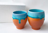 Yunomi Kyo Kiyomizu yaki ware Japanese tea cup set japan Blue Scarlet Glaze