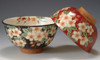 Pair Japanese Chawan Rice Bowl Kyo Kiyomizu yaki ware Weeping Cherry flower