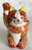 Maneki neko Japanese Lucky cat Kutani yaki ware Mori Komon pattern 4' Japan