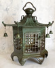 Toro Japanese Bronze Hanging Lantern Takaoka Craft Hexagon Check pattern Japan