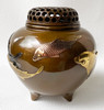 Koro Japanese Bronze Incense burner Takaoka Tamagata Koi Carp motif Japan