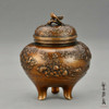 Koro Japanese Bronze Incense burner Takaoka Kacho Flower Bird Jomi Japan