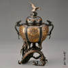 Koro Japanese Bronze Incense burner Takaoka Kikuwari Dragon stand Japan