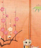 Noren Japanese hanging curtain Matsu Ume Maneki neko lucky cat from japan