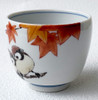 Guinomi Japanese Sake cup Kutani yaki porcelain Sparrow and Maple Suzume Japan