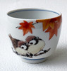 Guinomi Japanese Sake cup Kutani yaki porcelain Sparrow and Maple Suzume Japan