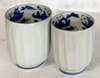 Pair White Blue porcelain Sansui inside Yunomi tea cup Kyo Kiyomizu yaki Japan