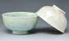 Pair Japanese Chawan Rice Bowl Kyo Kiyomizu yaki ware Crystal Green Brown Japan