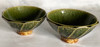 Pair Japanese Chawan Rice Bowl Kyo Kiyomizu yaki ware Oribe Green Japan