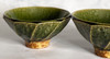Pair Japanese Chawan Rice Bowl Kyo Kiyomizu yaki ware Oribe Green Japan