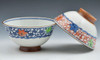 Pair Japanese Chawan Rice Bowl Kyo Kiyomizu yaki ware Unkin Sometsuke Akae Japan