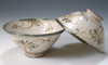 Pair Japanese Chawan Rice Bowl Kyo Kiyomizu yaki ware Rhythm Arabesque Japan