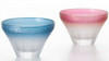 Mt.Fuji Motif Japanese glass Sake cup set Pink and Blue GUinomi Sakazuki Japan