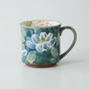 Mug Tea Cofee cup Arita Hasami porcelain ware Deep wild flower Blue Japan