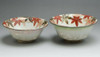 Kyo Kiyomizu Yaki ware Kyoto Autumn Leaves Pair Japanese Rice Bowl Chawan Japan