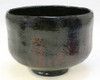 Kyo Kiyomizu yaki ware Japanese Kuro Raku matcha bowl Nonko Seven Inazuma Japan