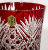 Edo Kiriko Japanese Whiskey Rock Glass Shochu Octagon Kagome pattern Red Japan