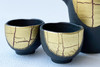 Kutani yaki ware Japanese Sake bottle and cup set Kinpaku Sai Gold foil Japan