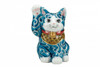 Maneki neko Kutani yaki ware Japanese lucky cat Iro-e Arabesque Tsuyoshi Sato
