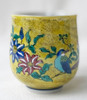 Yunomi Kutani yaki ware Japanese green tea cup Yoshida-ya style Flower Bird