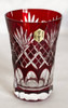 Edo Kiriko Japanese Beer Sake glass Tumbler Red Sword Cross Pattern Handcraft