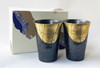 Pair Kutani yaki ware Japanese Ceramic Tumbler Beer Sake cup Goldfoil KinpakuSai