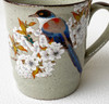 Kutani yaki ware Japanese Mug Coffee Tea Soup Cup Wild Cherry blossom and Bird