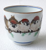 Kutani yaki porcelain Nakamura Toshito Guinomi Sake cup Rotation group Sparrow