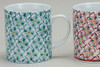 Pair Kutani yaki ware Mug Tea Coffee Cup set of 2Flower Pattern Red Blue