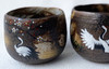 Japanese Sake cup set of 2 Kyo Kiyomizu yaki ware Pine eating crane Japan