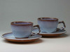 Pair Hagi yaki ware Japanese pottery Coffee cup and saucer Sho White glaze