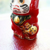Pair Kutani yaki porcelain Maneki neko Japanese lucky cat Daruma darma Japan