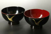 Pair Owan Japanese soup bowl Echizen Lacquerware Handcraft Crane pattern