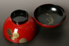 Pair Owan Japanese soup bowl Echizen Lacquerware Handcraft W/lid Mubyo 6 gourd