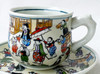 Arita yaki ware Japanese Coffee cup and saucer Emaki Picture scroll handpaint