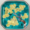 Mamezara Kutani yaki ware Small plate Sauce dish Yoshida-ya Pine Bird Japan