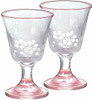 Pair Japanese Cold Sake glass cupHandcraft Sakura Cherry Pink Sandblasting Japan